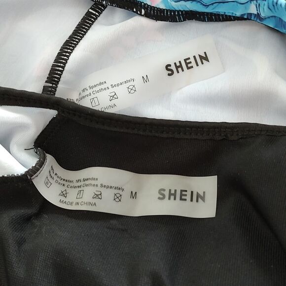 Shein 3 pc  tropical binkini short set Sz M NWOT - Picture 5 of 7